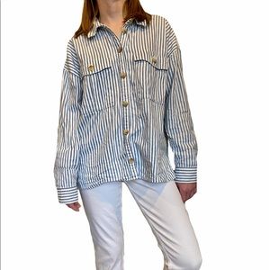 Blue and White Button-Up